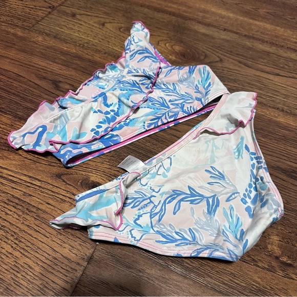 Lilly Pulitzer swimsuit set one shoulder size girls size 7 - Picture 7 of 8